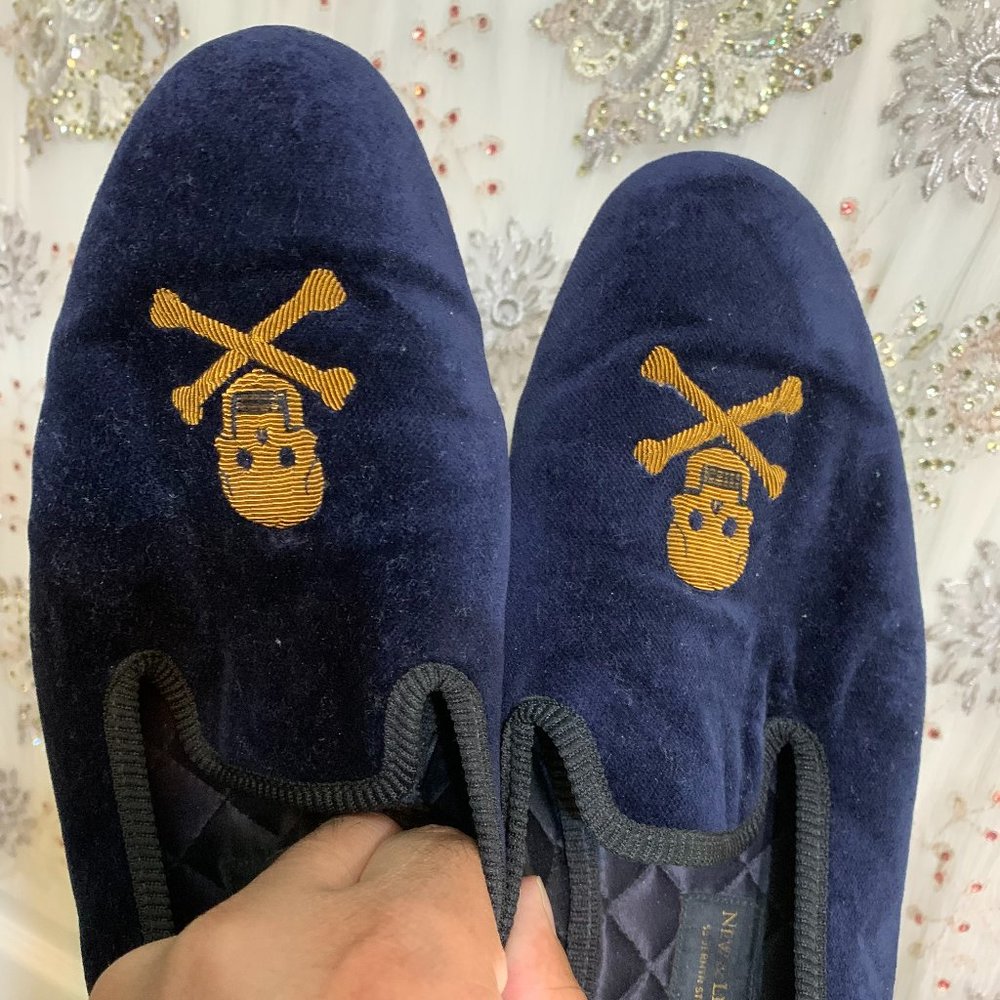 New and Lingwood Velvet shoes Navy Blue